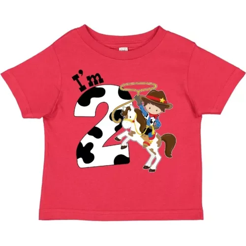 Bella Canvas I'm Two-cowboy Riding Horse Birthday Toddler Toddler Shirt Birthdays Second
