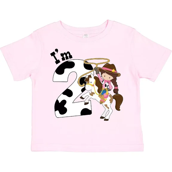 Bella Canvas I'm Two-cowgirl Riding Horse Birthday Toddler Shirt Birthdays Second Toddler Shirt