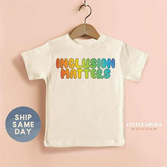 Bella Canvas Inclusion Matters Toddler Shirt, Autism Awareness Shirt, Down Syndrome Gift Rainbow Colors, Cute Inspirational Kids Top (CA-AUT80)