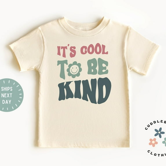 Bella Canvas It's Cool To Be Kind Toddler Shirt, Cute Inspirational Be Kind Kids Tee, Boho Be A Kind Human Shirt, Kids Top