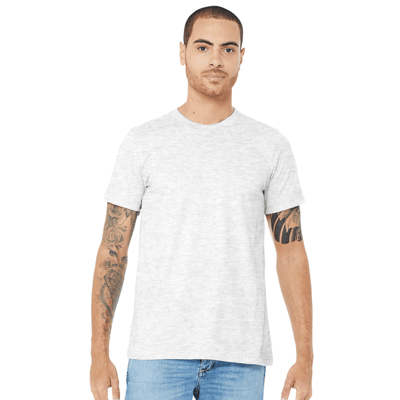 Bella   Canvas Jersey Cotton T-Shirt, Men’s Short Sleeve Shirt for Arts & Crafts, Solid Tee, Ash, Size M