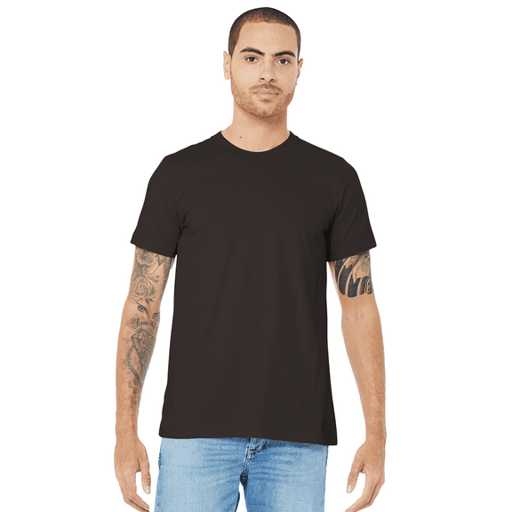 Bella Canvas Jersey Cotton T-Shirt, Men’s Short Sleeve Shirt for Arts & Crafts, Solid Tee, Brown, Size 3XL