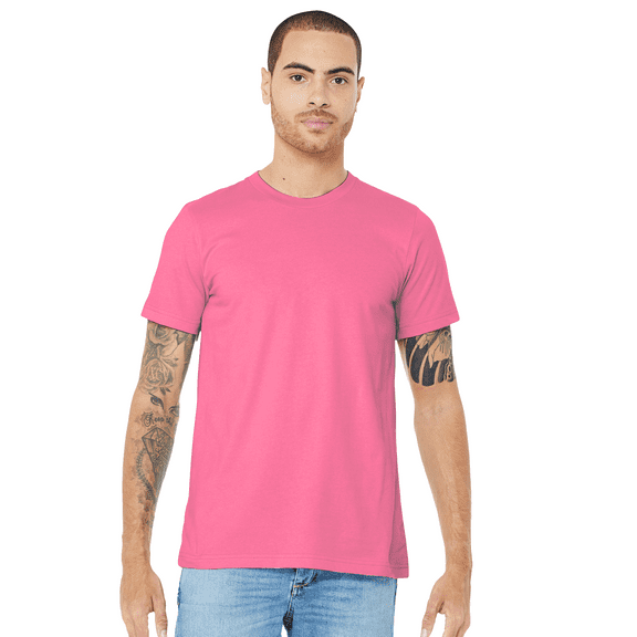 Bella   Canvas Jersey Cotton T-Shirt, Men’s Short Sleeve Shirt for Arts & Crafts, Solid Tee, Charity Pink, Size 3XL