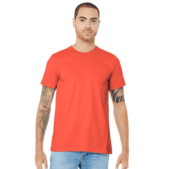 Bella   Canvas Jersey Cotton T-Shirt, Men’s Short Sleeve Shirt for Arts & Crafts, Solid Tee, Coral, Size M