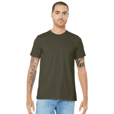 Bella   Canvas Jersey Cotton T-Shirt, Men’s Short Sleeve Shirt for Arts & Crafts, Solid Tee, Dark Olive, Size M