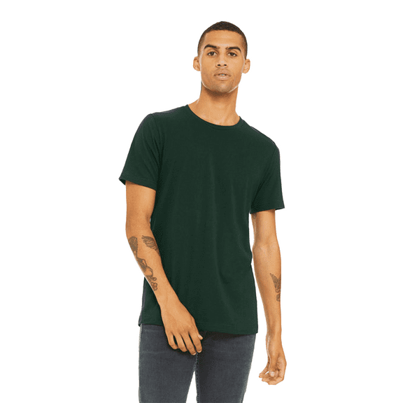 Bella   Canvas Jersey Cotton T-Shirt, Men’s Short Sleeve Shirt for Arts & Crafts, Solid Tee, Forest, Size 3XL