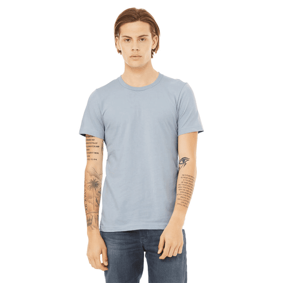 Bella   Canvas Jersey Cotton T-Shirt, Men’s Short Sleeve Shirt for Arts & Crafts, Solid Tee, Light Blue, Size 3XL