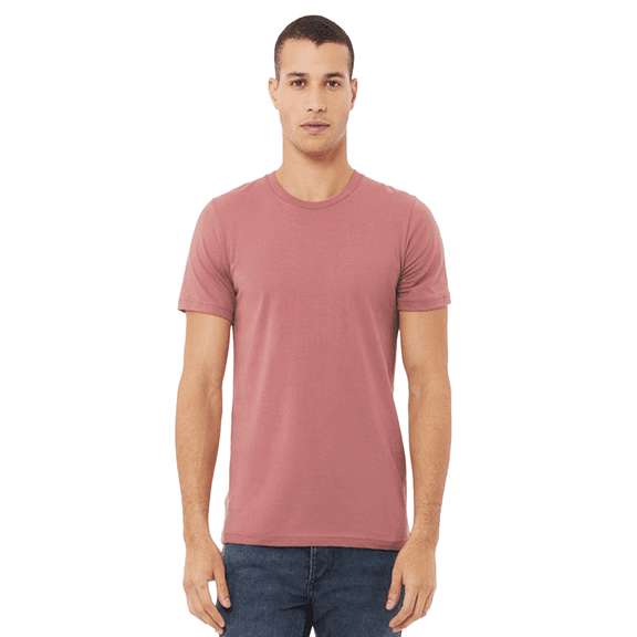 Bella Canvas Jersey Cotton T-Shirt, Men’s Short Sleeve Shirt for Arts & Crafts, Solid Tee, Mauve, Size XL