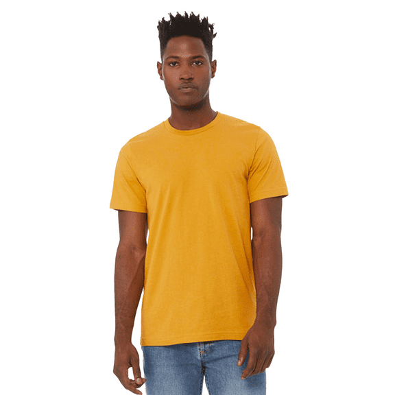 Bella Canvas Jersey Cotton T-Shirt, Men’s Short Sleeve Shirt for Arts & Crafts, Solid Tee, Mustard, Size XL