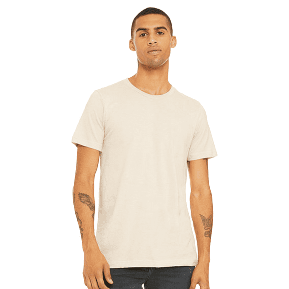 Bella   Canvas Jersey Cotton T-Shirt, Men’s Short Sleeve Shirt for Arts & Crafts, Solid Tee, Natural, Size 2XL