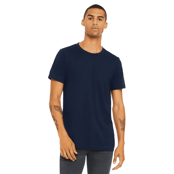 Bella + Canvas Jersey Cotton T-Shirt, Men’s Short Sleeve Shirt for Arts & Crafts, Solid Tee, Navy, Size 2XL