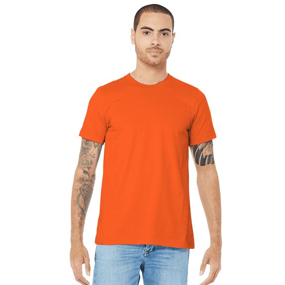 Bella   Canvas Jersey Cotton T-Shirt, Men’s Short Sleeve Shirt for Arts & Crafts, Solid Tee, Orange, Size M