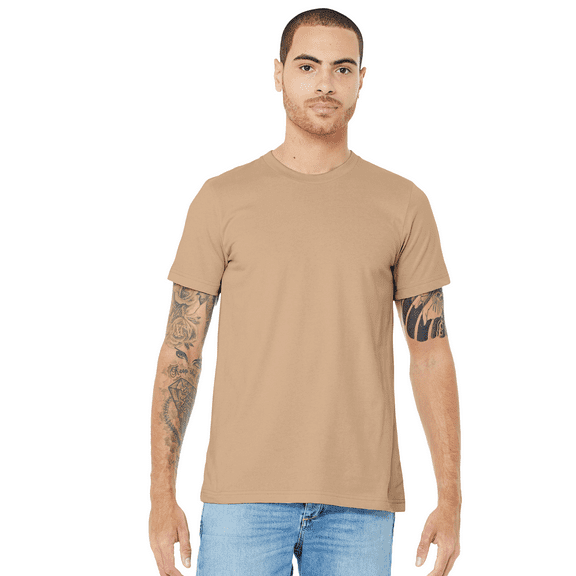 Bella   Canvas Jersey Cotton T-Shirt, Men’s Short Sleeve Shirt for Arts & Crafts, Solid Tee, Sand Dune, Size XL