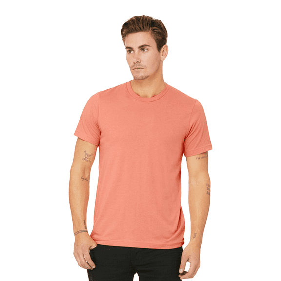 Bella Canvas Jersey Cotton T-Shirt, Men’s Short Sleeve Shirt for Arts & Crafts, Solid Tee, Sunset, Size M