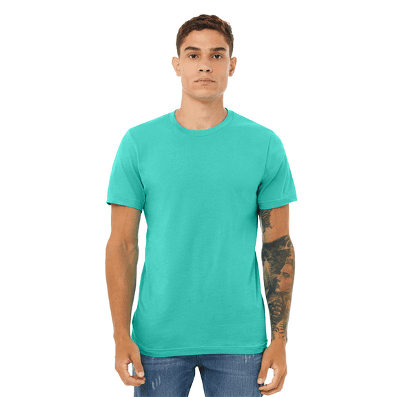 Bella   Canvas Jersey Cotton T-Shirt, Men’s Short Sleeve Shirt for Arts & Crafts, Solid Tee, Teal, Size L