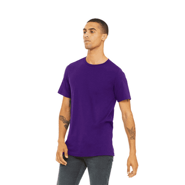 Bella   Canvas Jersey Cotton T-Shirt, Men’s Short Sleeve Shirt for Arts & Crafts, Solid Tee, Team Purple, Size 2XL