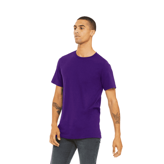 Bella   Canvas Jersey Cotton T-Shirt, Men’s Short Sleeve Shirt for Arts & Crafts, Solid Tee, Team Purple, Size L