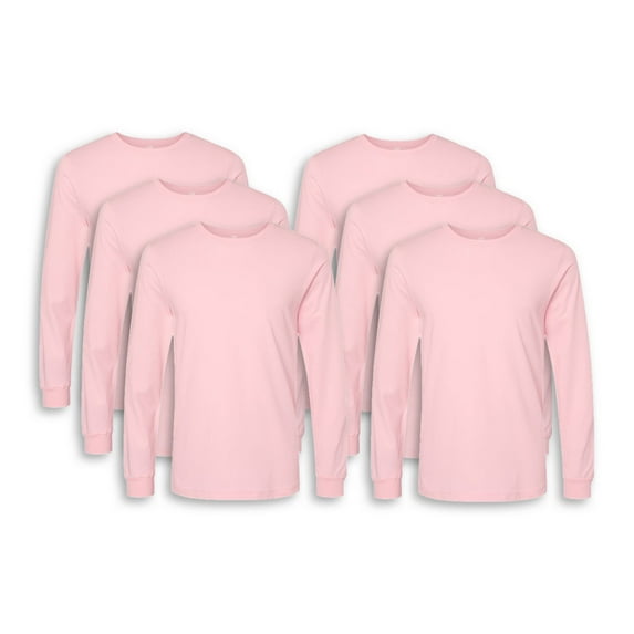 Bella + Canvas - Jersey Long Sleeve Tee for Men and Women | Unisex Tee,100% Ring-Spun Cotton, Pink, Pack of 6 - S Size