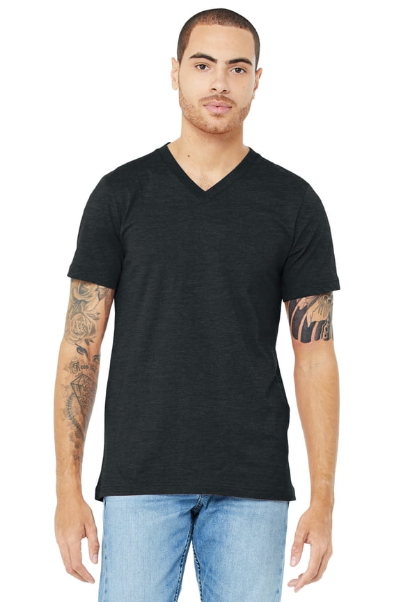 Bella + Canvas Jersey Short-Sleeve V-Neck T-Shirt (3005) Dark Grey Heather, L