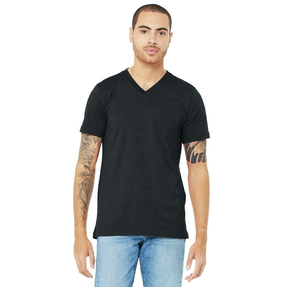 Bella + Canvas Jersey Short-Sleeve V-Neck T-Shirt (3005) Dark Grey Heather, L
