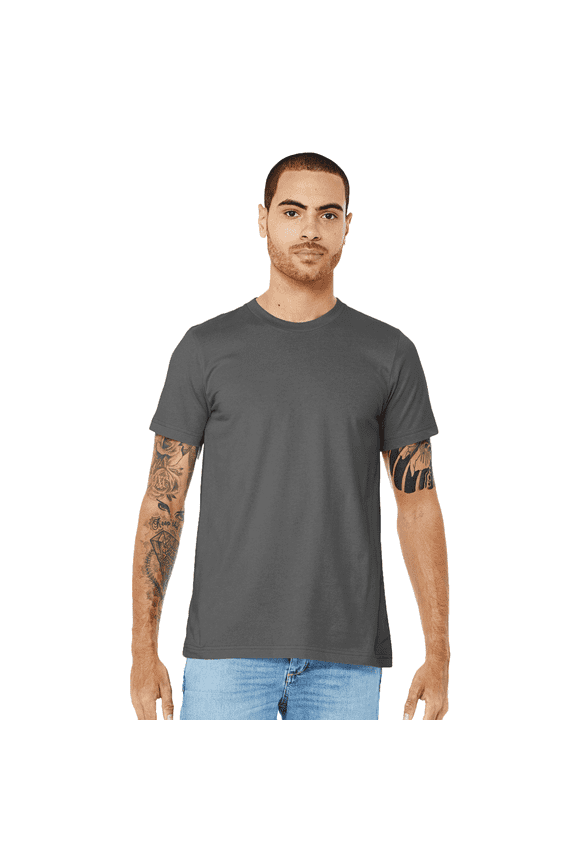 Bella Canvas Jersey T-Shirt Single Pack, Men's Crewneck Short Sleeves Asphalt Tee, M