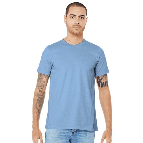 Bella Canvas Jersey T-Shirt Single Pack, Men's Crewneck Short Sleeves Baby Blue Tee, S