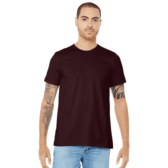 Bella Canvas Jersey T-Shirt Single Pack, Men's Crewneck Short Sleeves Oxblood Black Tee, M