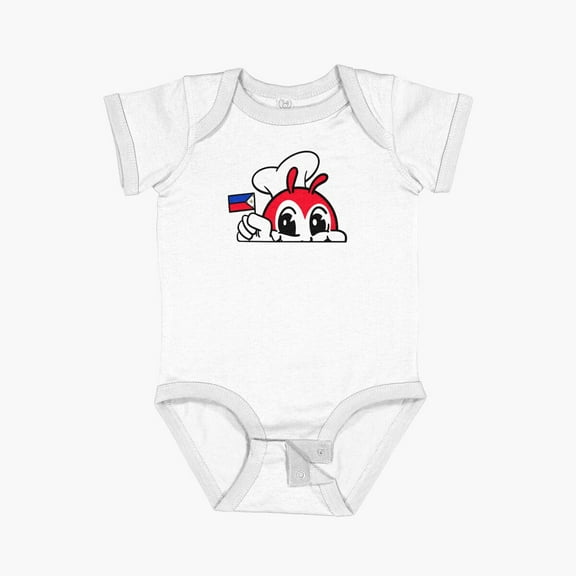 Bella Canvas Jollibee Peeking Philipppine Flag Filipino 2 Short Sleeve Baby One-Piece Newborn Gender Neutral Outfit, Baby Boy Or Girl Bodysuit, Birrthday Gifts