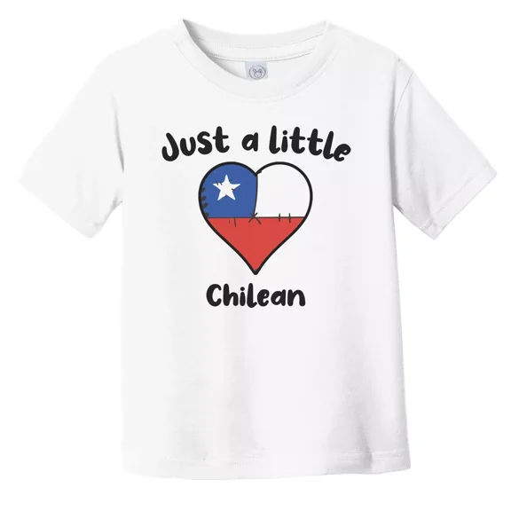Bella Canvas Just A Little Chilean Cute Chile Flag Heart Toddler Boys & Girls Shirt, Gift for Baby or Kids