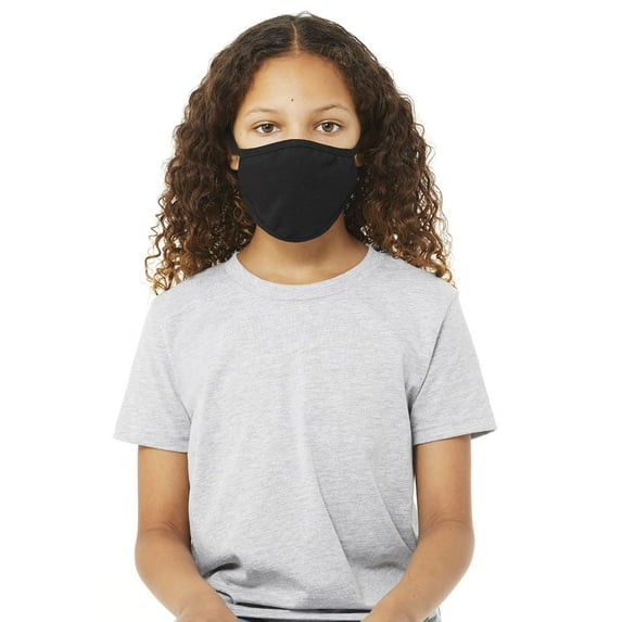 Bella Canvas Kids Reusable Face Mask - Black, Package of 5