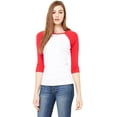 thumbnail image 1 of Bella + Canvas Ladies' Baby Rib 3/4-Sleeve Contrast Raglan T-Shirt - B2000 - WHITE/ RED L, 1 of 3