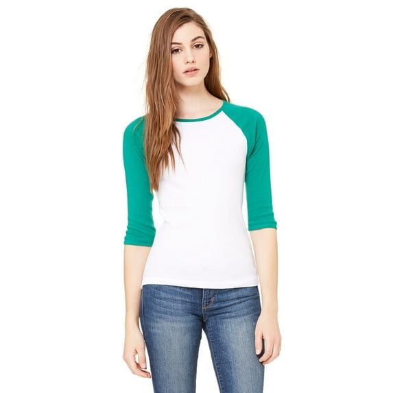 Bella + Canvas Ladies' Baby Rib 3/4-Sleeve Contrast Raglan T-Shirt - B2000