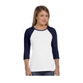 thumbnail image 1 of Bella + Canvas Ladies' Baby Rib 3/4-Sleeve Contrast Raglan T-Shirt - B2000, 1 of 4