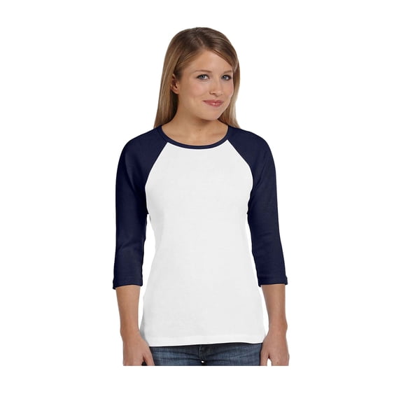Bella + Canvas Ladies' Baby Rib 3/4-Sleeve Contrast Raglan T-Shirt - B2000