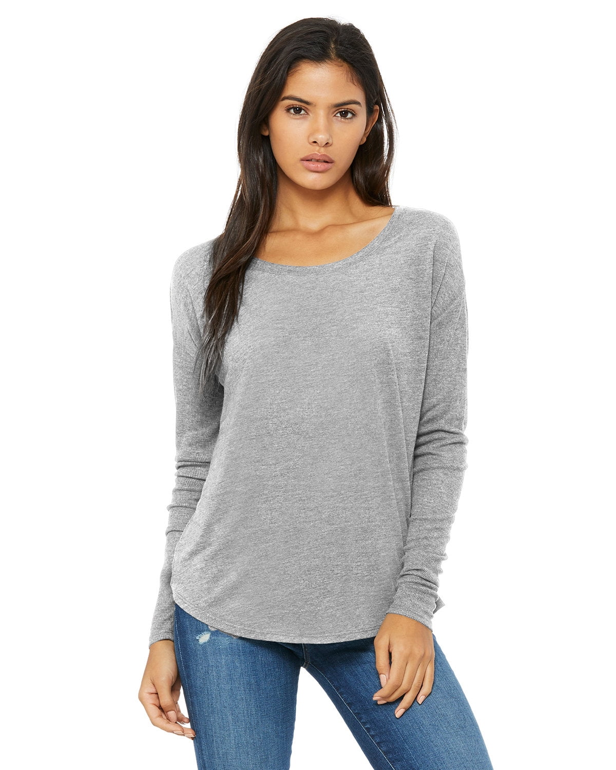 【2plan】Bella loose fit knit tee Bella + Canvas Ladies' Flowy Long-Sleeve T-Shirt with 2x1