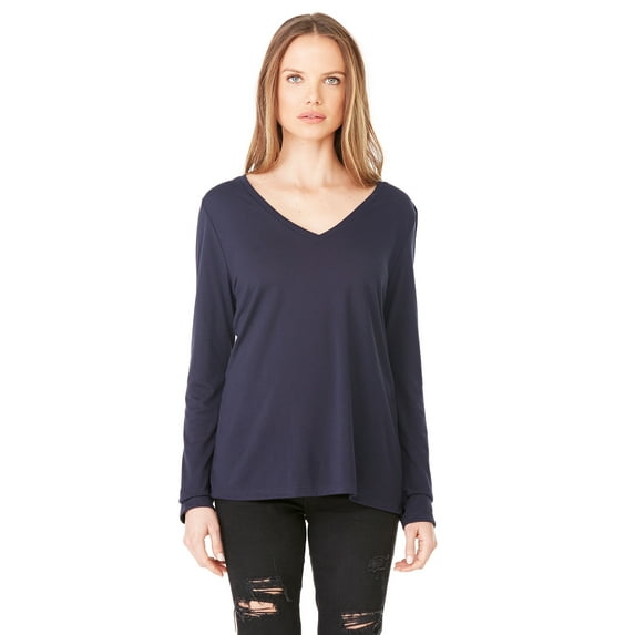 Bella + Canvas Ladies' Flowy Long-Sleeve V-Neck - 8855