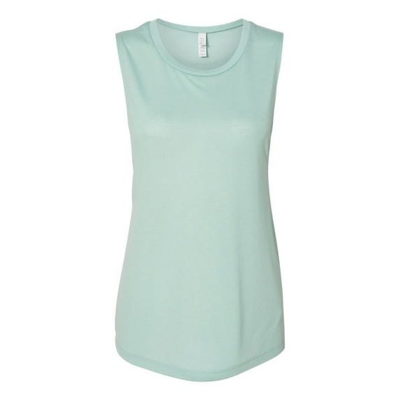 "Bella + Canvas Ladies' Flowy Scoop Muscle Tank, Dusty Blue - S"