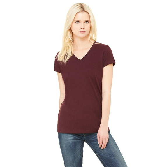BE 6005 S/S V-NECK JERSEY TEE (MAROON S)