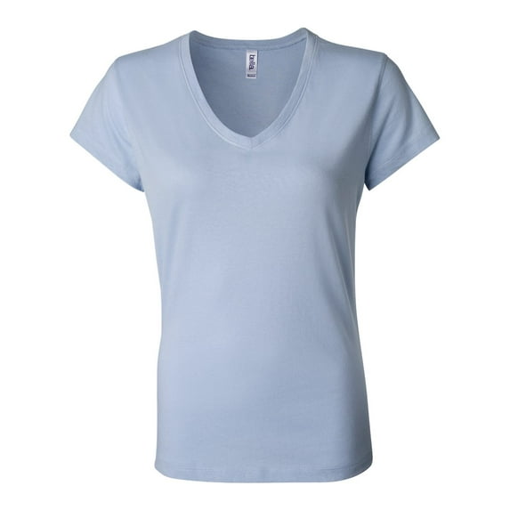 Bella + Canvas Ladies' Jersey Short-Sleeve V-Neck T-Shirt - BABY BLUE - L