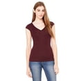 Bella+Canvas Women's Sheer Mini Rib Long Sleeve Tee - V-Neck, Form Fitting, White, XX-Large