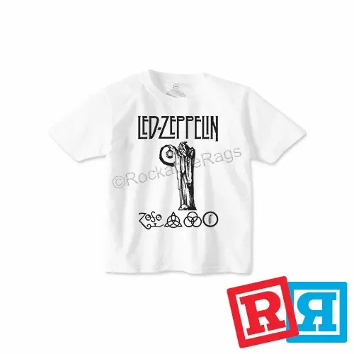 Bella Canvas Led Zeppelin IV T-Shirt Cotton Crew Top Boys Toddler White Short Sleeve