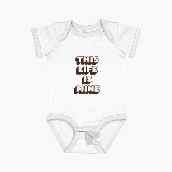 Bella Canvas This Life Is Mine In Pink Peach Black White Short Sleeve Baby One-Piece Newborn Gender Neutral Outfit, Baby Boy Or Girl Bodysuit, Birrthday Gifts