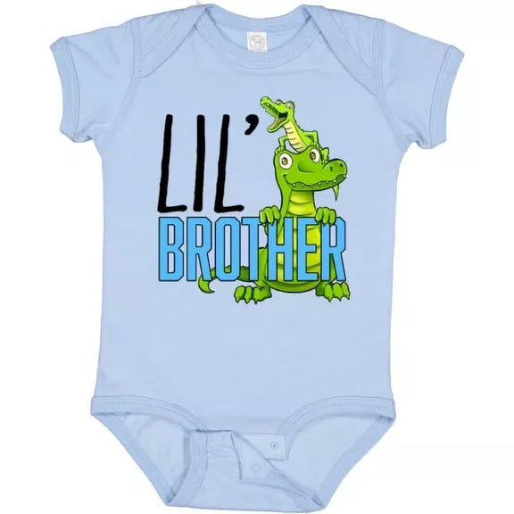 Bella Canvas Lil' Brother With Cute Green Alligators Baby Siblings Big Bro Bodysuit