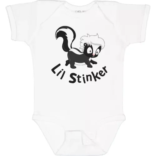 Bella Canvas Lil' Stinker Baby Bodysuit Family Skunk Cute Woodland Animal Funny Bodysuit