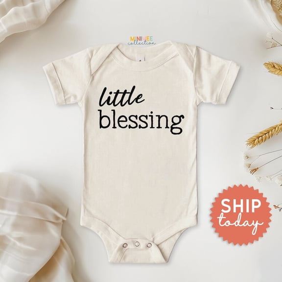 Bella Canvas with Little Blessing, Religious Gift For Baby, Newborn Christian Apparel, Catholic Outfits, New Baby Church Clothes, Cute Baby Boy or Girl Bodysuit Gift