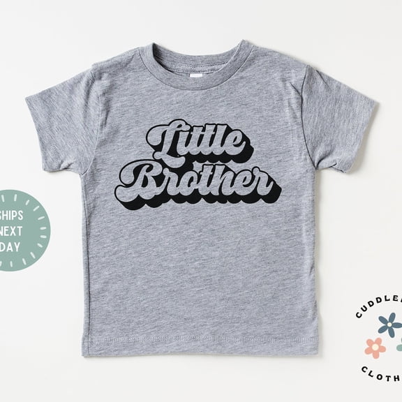 Bella Canvas Little Brother Toddler Shirt, Retro Little Bro Sibling Tee, New Baby Brother Sibling Tee, Pregnancy Reveal, Baby Announce, Toddler Tee