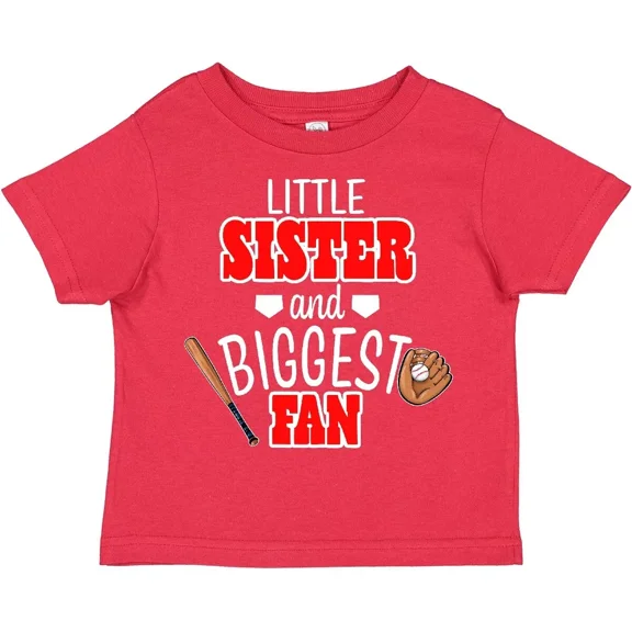 Bella Canvas Little Sister And Biggest Fan Baseball Glove And Bat Toddler T- Toddler Shirt