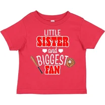 Bella Canvas Little Sister And Biggest Fan Baseball Glove And Bat Toddler T- Toddler Shirt