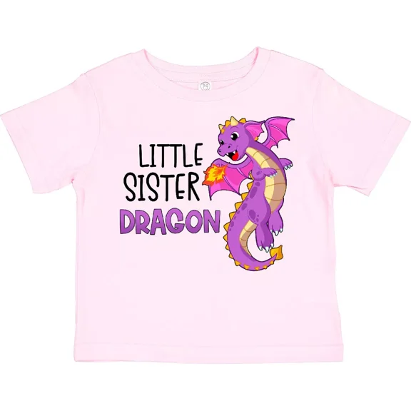 Bella Canvas Little Sister Cute Purple Dragon Toddler Shirt Dragons Sibling Sis Toddler Shirt