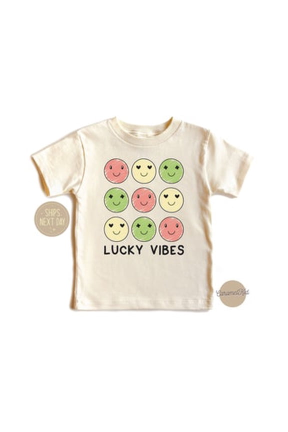 Bella Canvas Lucky Vibes Patricks Day Kids Smile Faces Toddler Patricks Day Lucky Vibes Onesie, Lucky Youth Sweat St. Patricks Gift Toddler Shirt